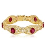Ruby and Diamond Bracelet in 14K Yellow Gold - Front View by Kelly Christie