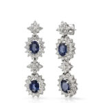 Sapphire and Diamond Earrings in 14K White Gold - Front View by Kelly Christie