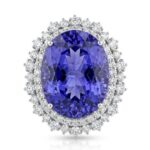Tanzanite and Diamond Ring in 14K White Gold - Front View by Kelly Christie