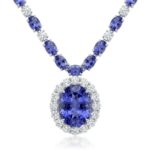 Tanzanite and Diamond Necklace in 14K White Gold - Front View by Kelly Christie