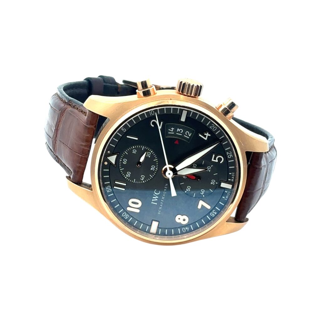 IWC Pilot Spitfire Chronograph IW387803 Rose Gold Grey Dial - Angle View by IWC