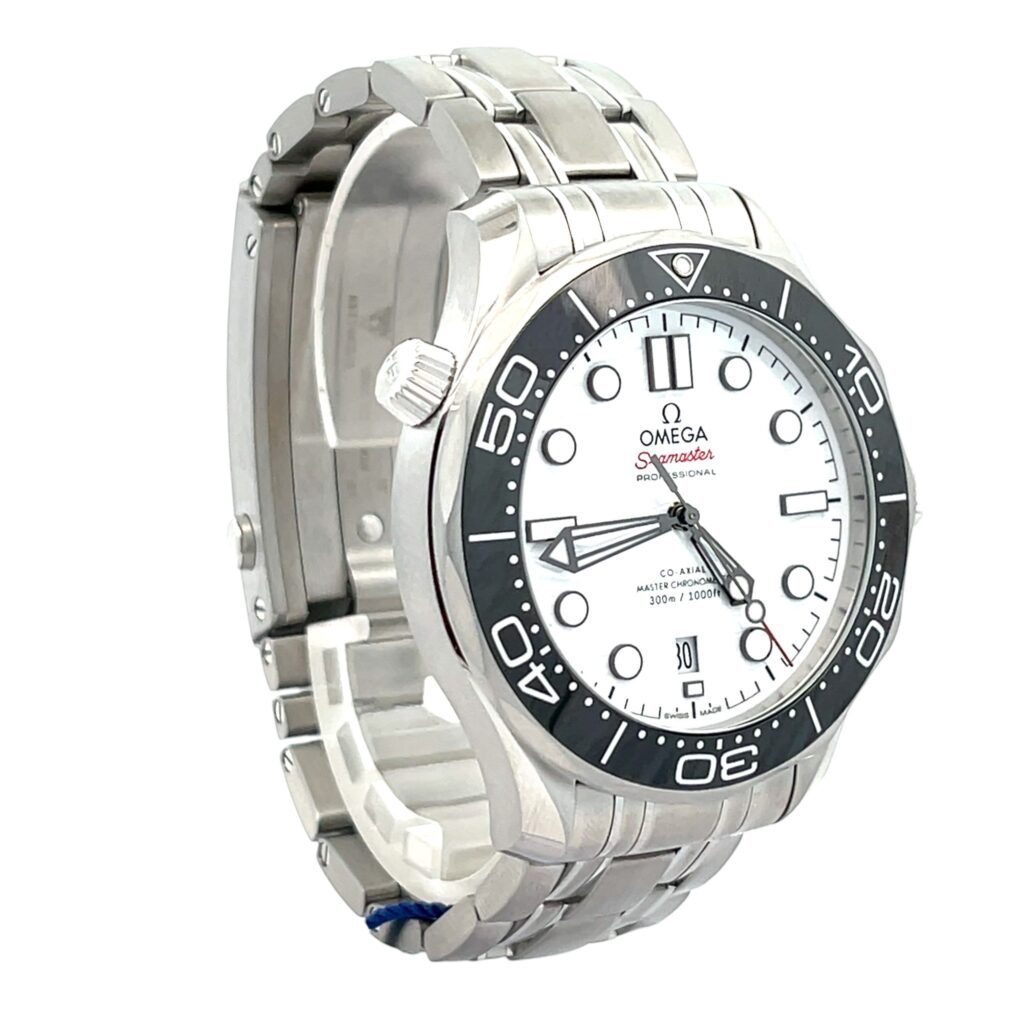 Omega Seamaster Diver 300M 210.30.42.20.04.001 White Dial - Angle View by Omega