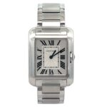 Cartier Tank Anglaise W5310044 Stainless Steel Silver Roman Dial - Front View by Cartier