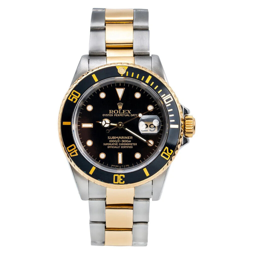 Rolex Submariner Date 16613LN Steel & 18k Yellow Gold Black Dial - Front View by Rolex