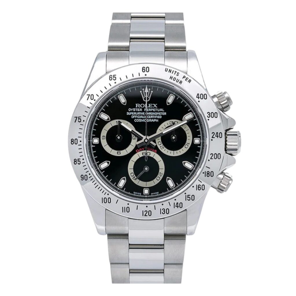 Rolex Cosmograph Daytona 116520 Stainless Steel Black Dial - Front View by Rolex