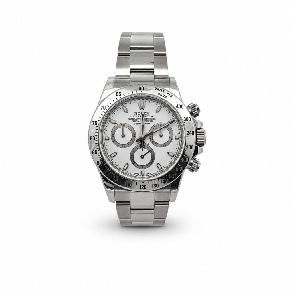 Rolex Cosmograph Daytona 116520 Stainless Steel White Dial - Front View by Rolex