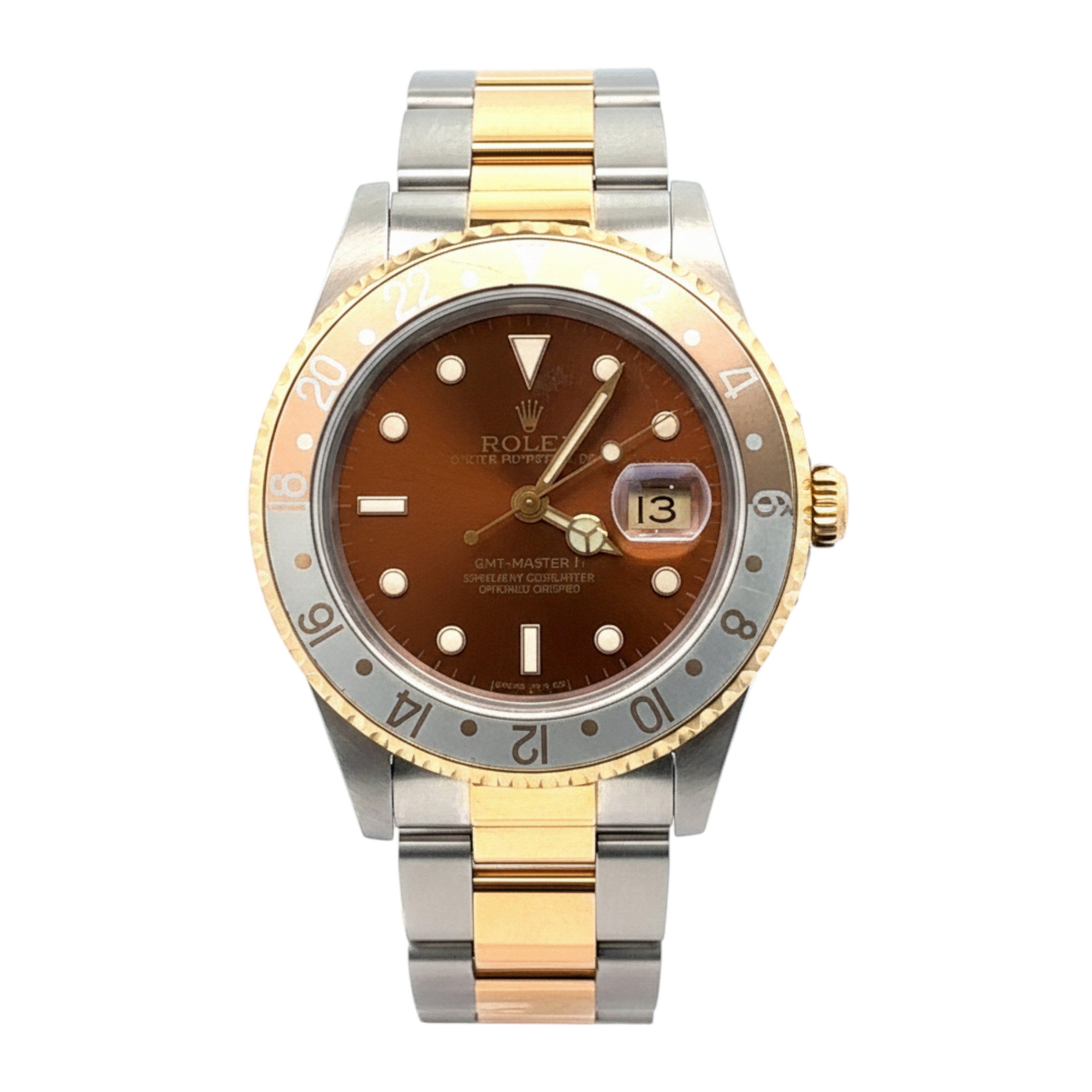 Rolex GMT-Master II 16713 Two-Tone Yellow Gold Brown Dial