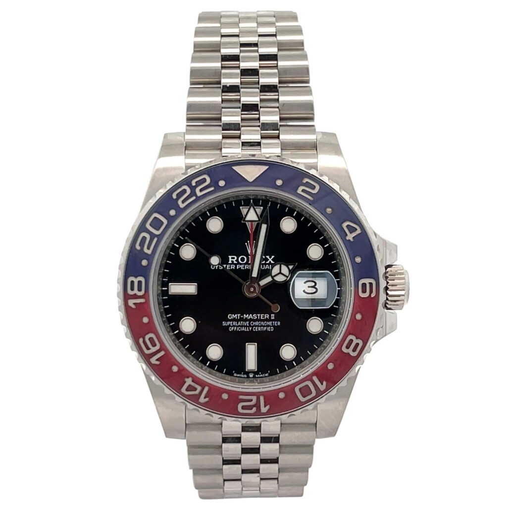 Rolex GMT-Master II 126710BLRO Stainless Steel Black Dial - Front View by Rolex