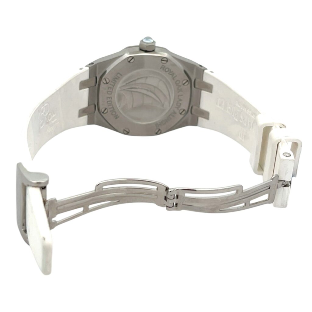 Audemars Piguet Royal Oak Lady Alinghi 67611.ZZ Diamond Bezel Silver Dial - Angle View by Audemars Piguet