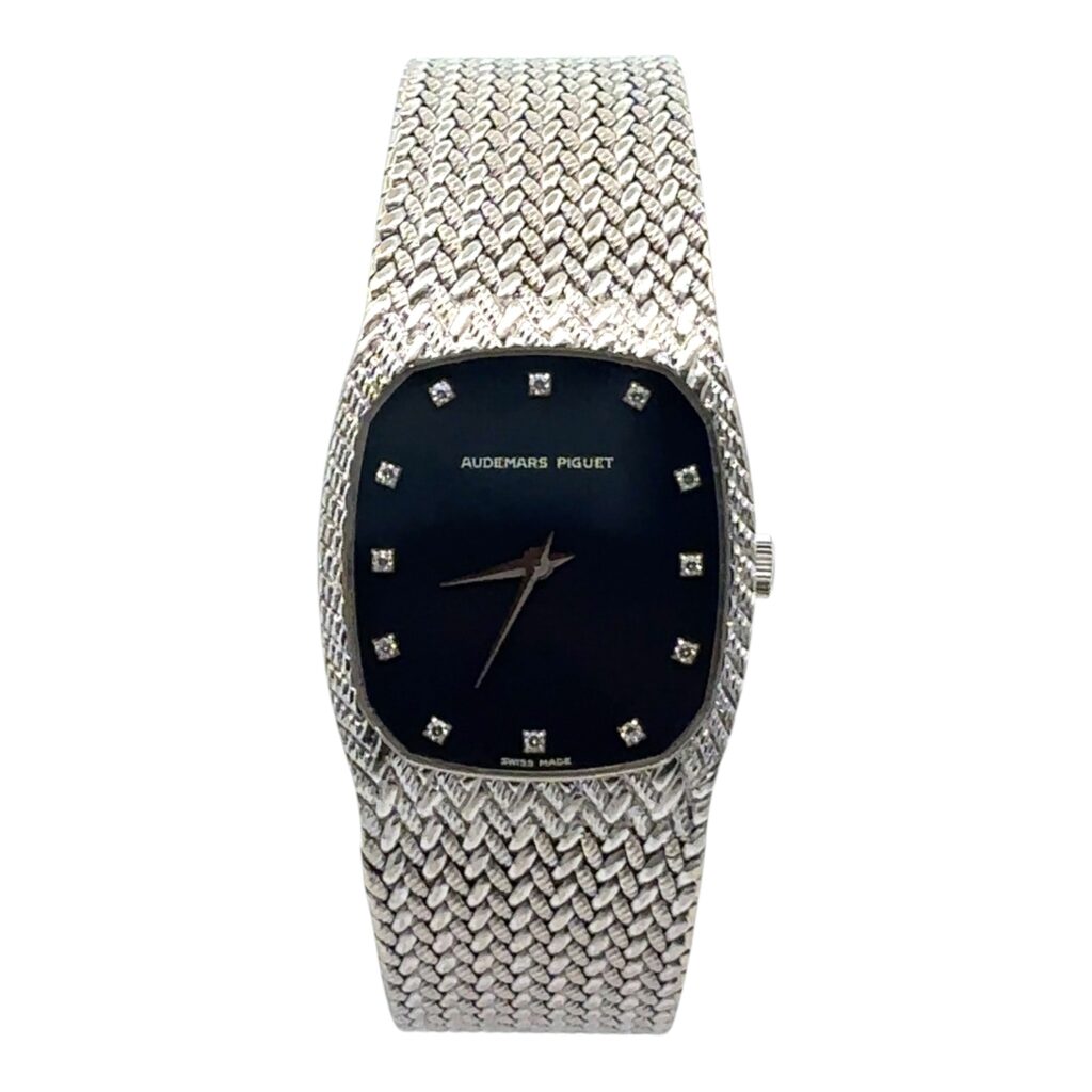 Audemars Piguet Cobra 2080 WG White Gold Black Diamond Dial - Front View by Audemars Piguet