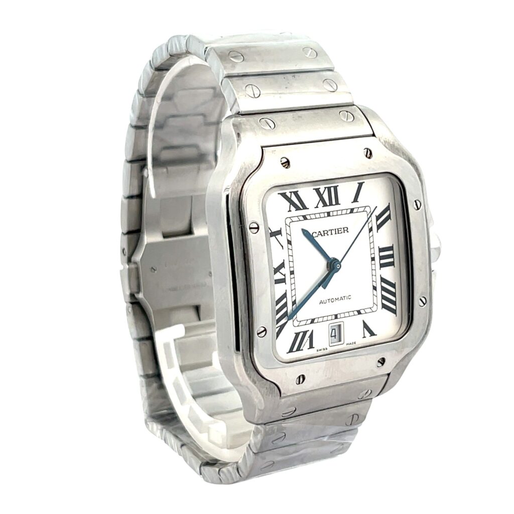 Cartier Santos WSSA0009 Stainless Steel Silver Dial - Angle View by Cartier