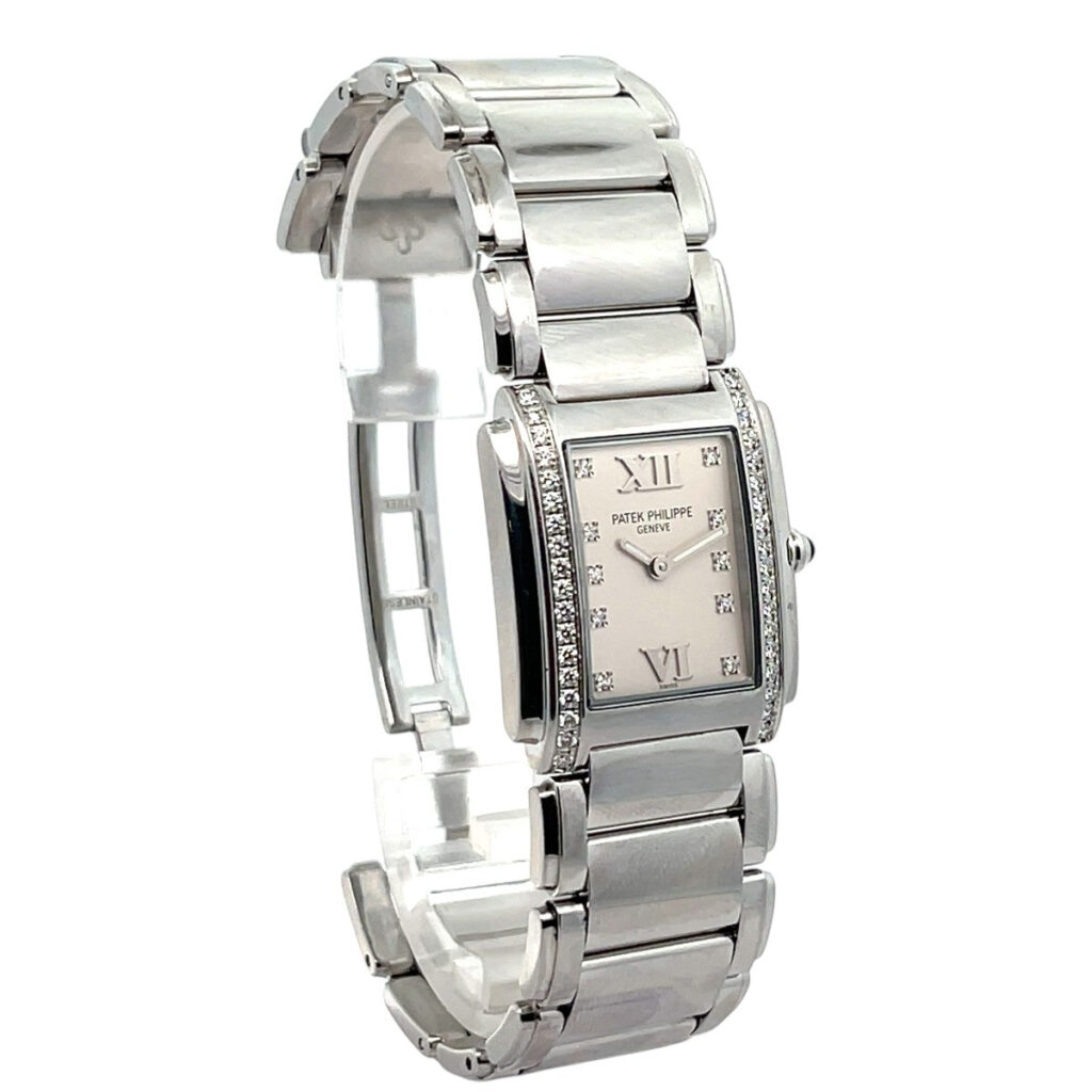 Patek Philippe Twenty-4 4910/10A-001 Steel White Diamond Dial - Angle View by Patek Philippe