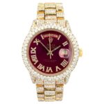 Rolex Day-Date 18038 Yellow Gold Custom Red Diamond Dial - Front View by Rolex