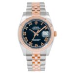 Rolex Datejust 36 116231 Steel and Rose Gold Black Roman Dial - Front View by Rolex
