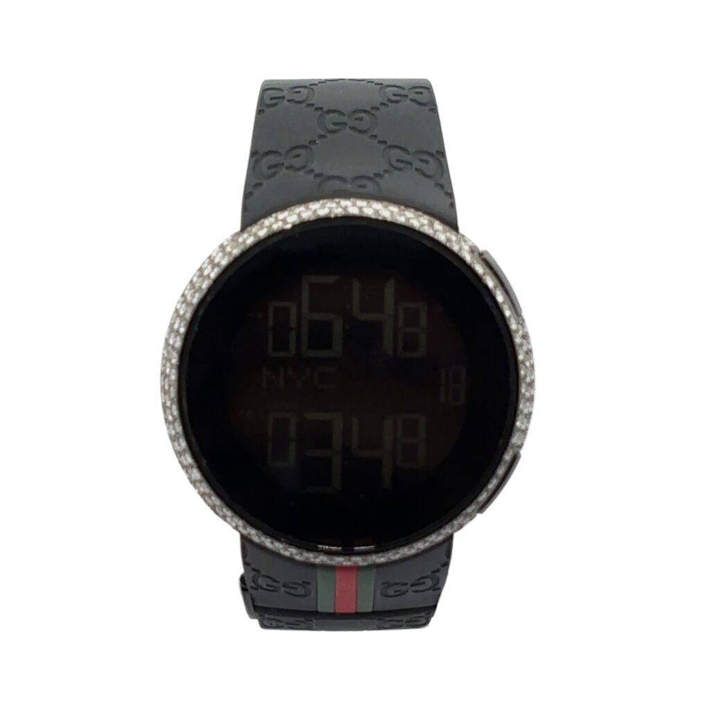 Gucci I-Gucci 114207 Diamond Bezel Black Dial - Front View by Gucci