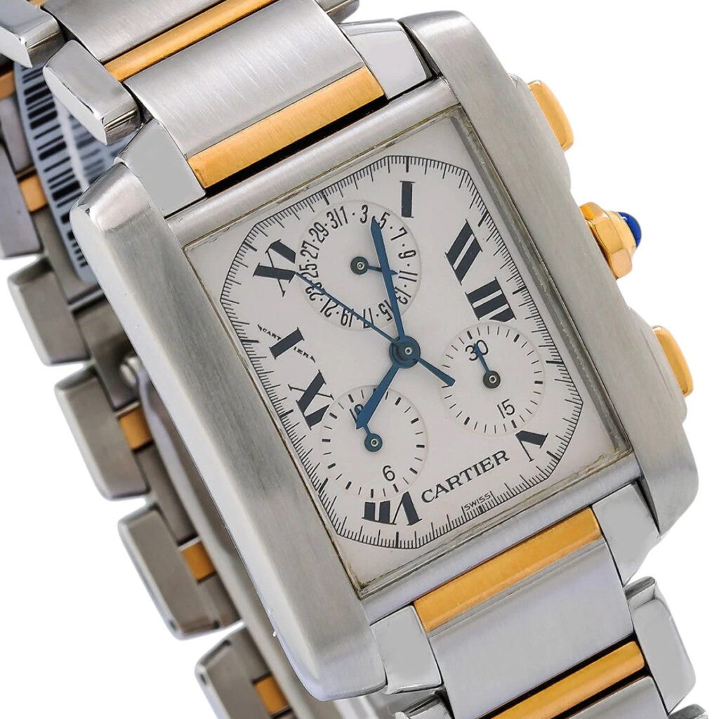 Cartier Tank Francaise Chronograph W51004Q4 Silver Dial - Angle View by Cartier