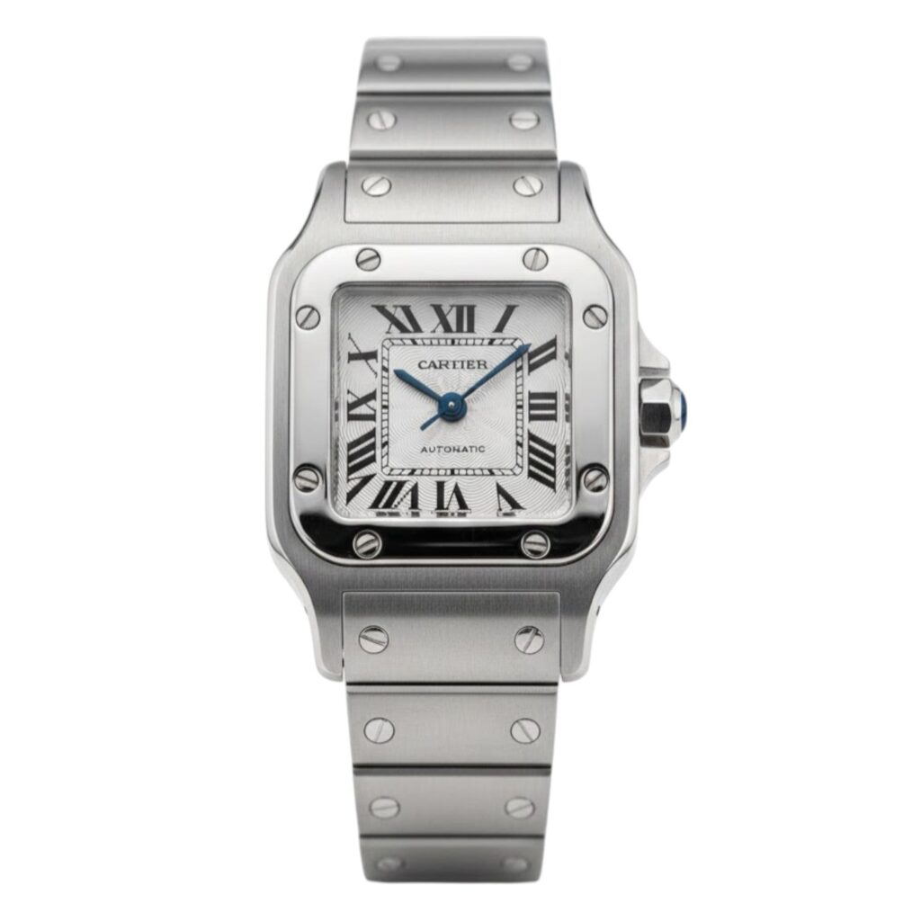 Cartier Santos Galbee 2423 Steel & Yellow Gold White Dial - Front View by Cartier