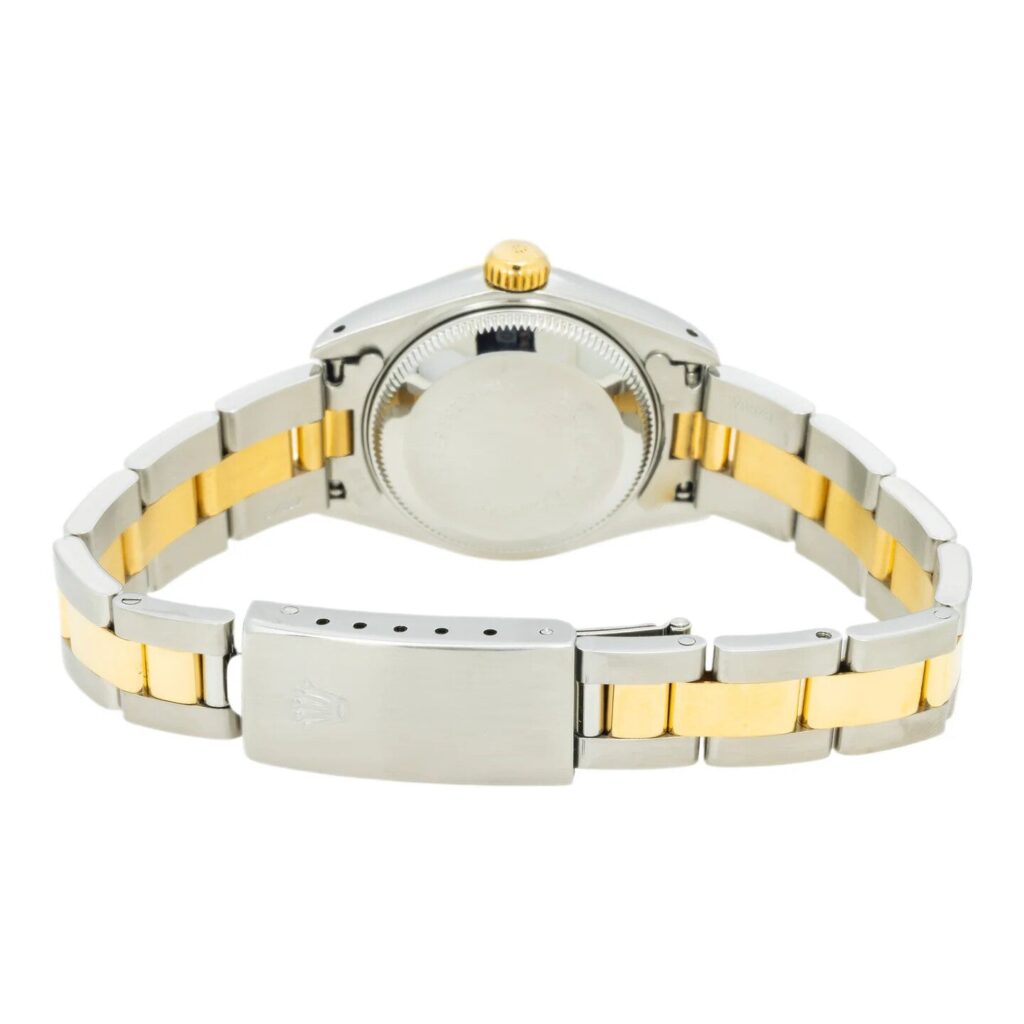 Rolex Oyster Perpetual 67183 Two-Tone Blue Index Dial - Angle View by Rolex