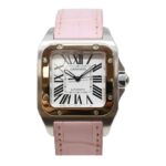 Cartier Santos 100 2878 Steel & Yellow Gold Silver Dial - Front View by Cartier