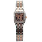 Cartier Santos Demoiselle W25074Y9 Gold & Steel Pink MOP Dial - Front View by Cartier