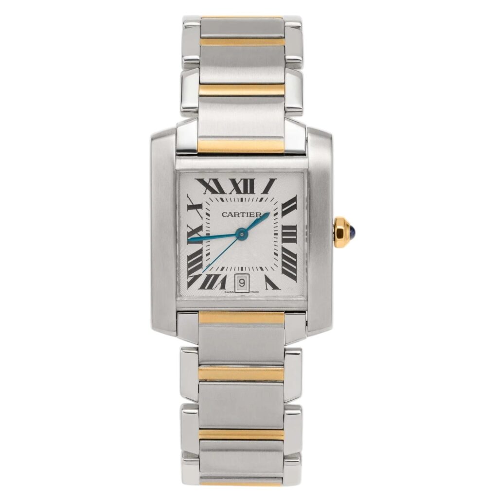 Cartier Tank Francaise 2465 Two-Tone White Roman Dial - Front View by Cartier