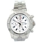 Breitling Super Avenger A13370 Diamond Bezel White Index Dial - Front View by Breitling