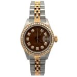 Rolex Lady-Date 69173 Two-Tone Chocolate Diamond Dial - Front View by Rolex