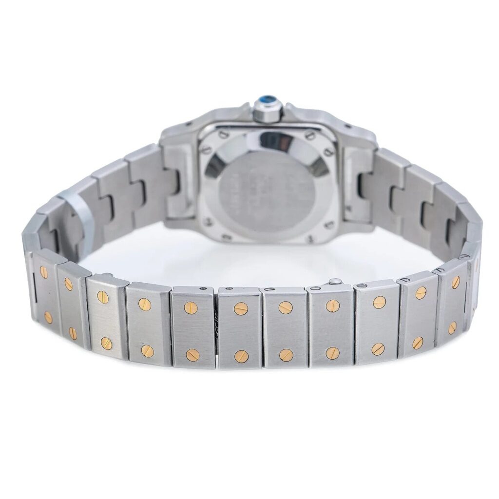 Cartier Santos Galbee W20012C Steel & Yellow Gold White Dial - Angle View by Cartier