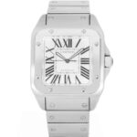 Cartier Santos 100 XL 2656 Stainless Steel Silver Dial - Front View by Cartier
