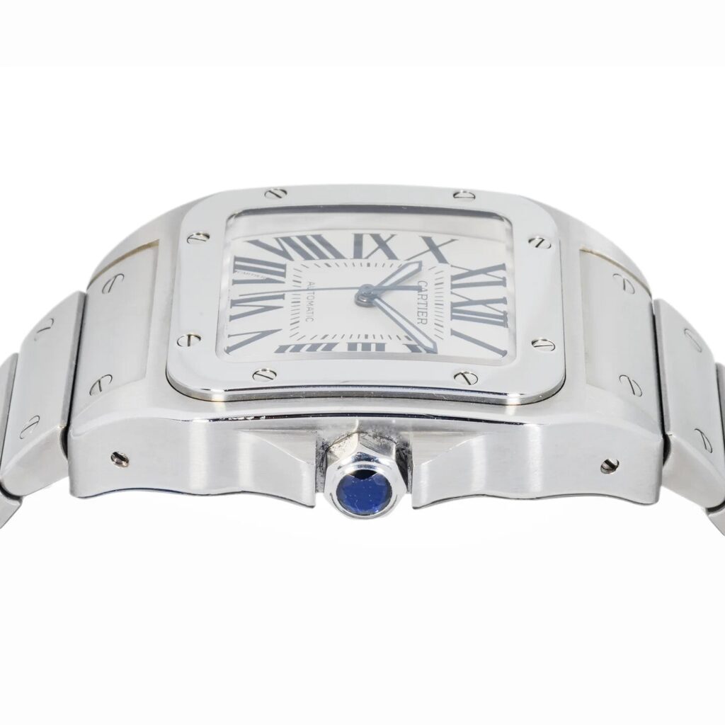 Cartier Santos 100 XL 2656 Stainless Steel Silver Dial - Side View by Cartier