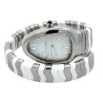 Bulgari Serpenti Tubogas SP35C 102182 Steel and Ceramic White Dial - Front View by Bulgari