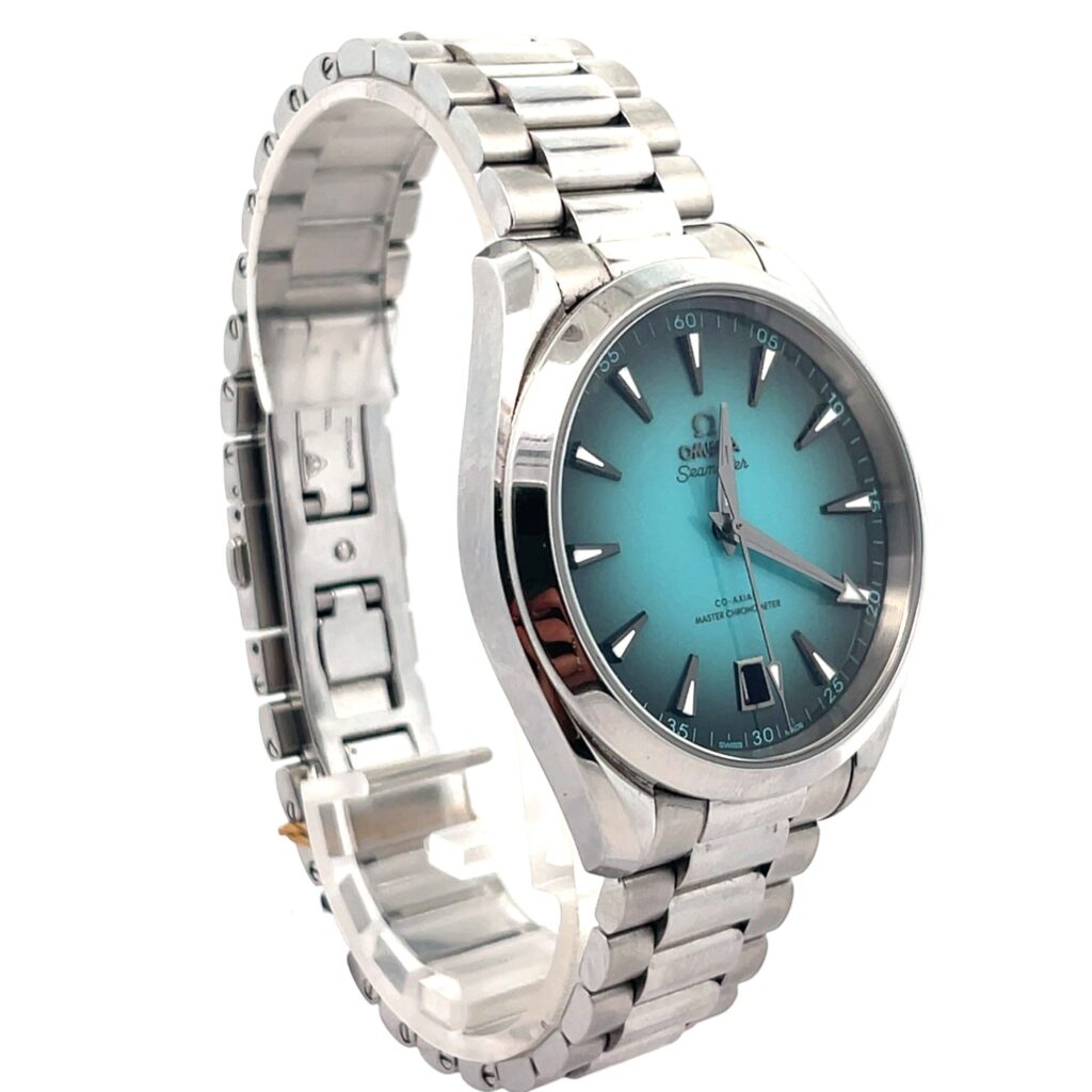 Omega Seamaster Aqua Terra 150m 220.10.41.21.03.006 Steel Turquoise Dial - Angle View by Omega