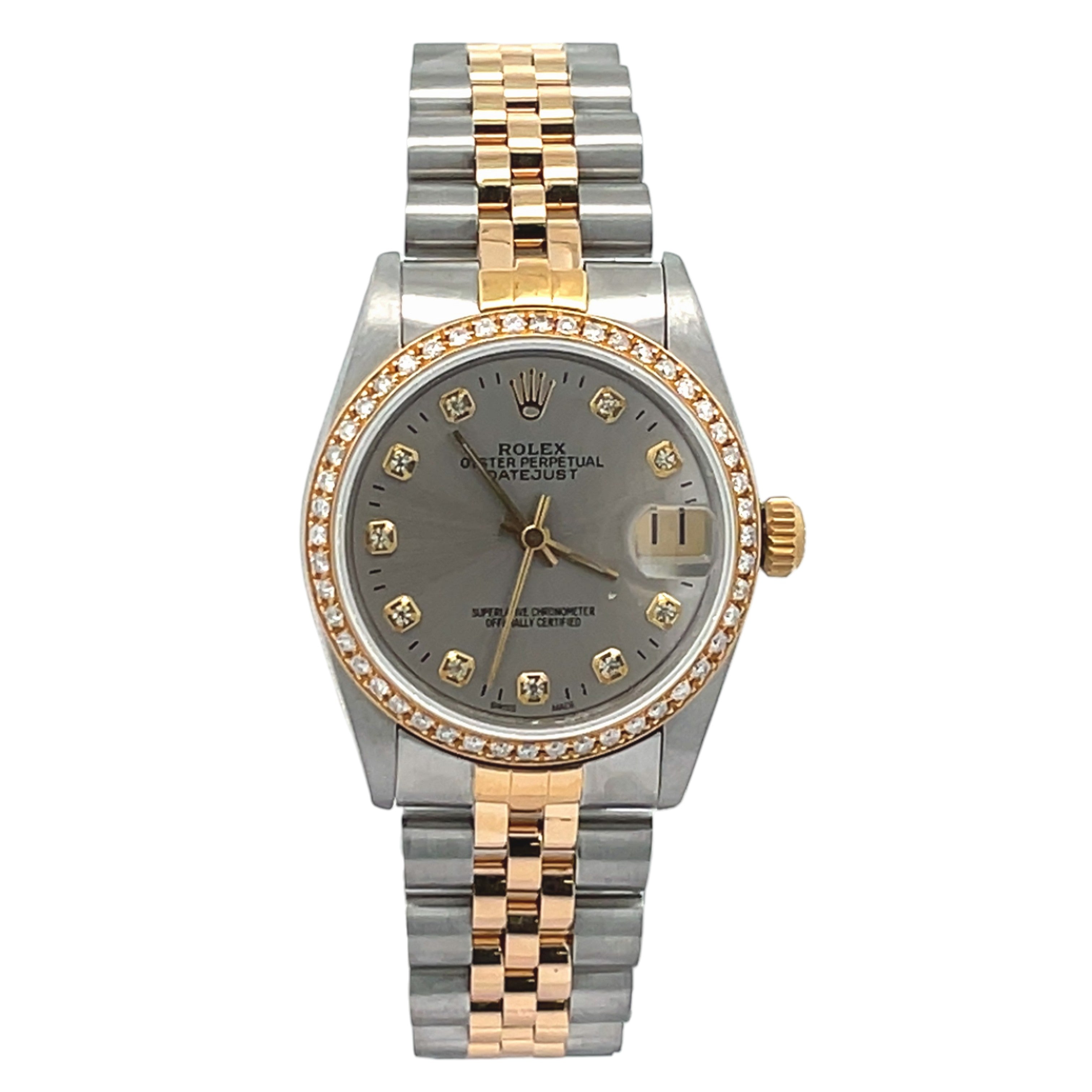 Rolex Datejust 68273 Two-Tone Silver Grey Diamond Dial