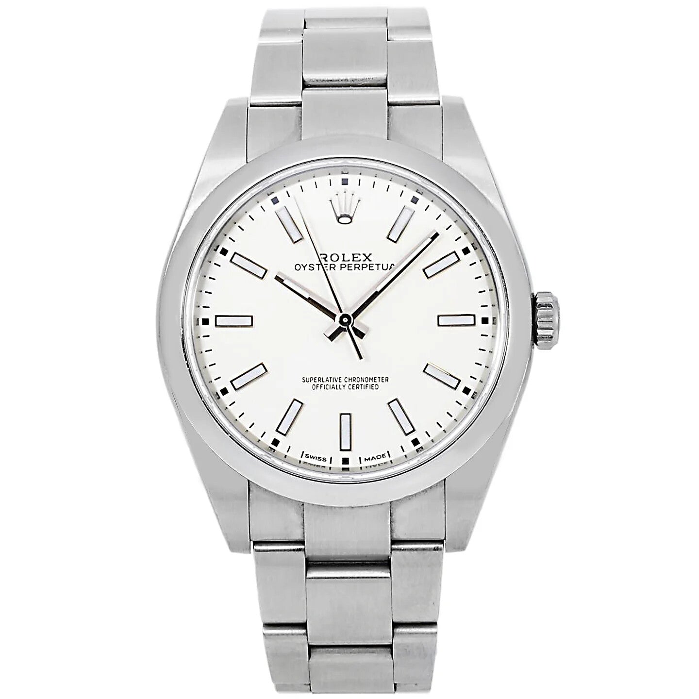 Rolex Oyster Perpetual 114200 White Index Dial 34mm