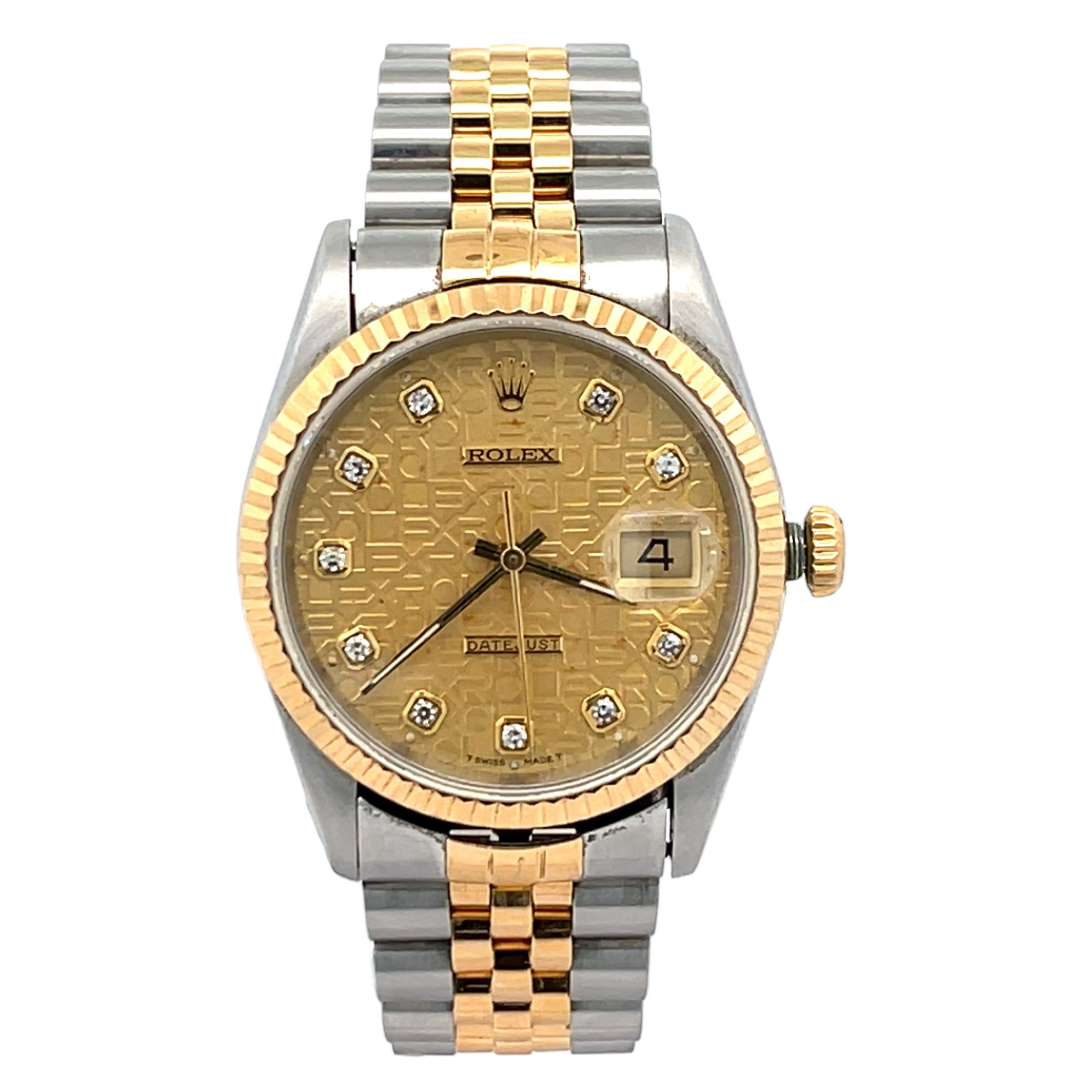 Rolex Datejust 16233 Steel & Yellow Gold Champagne Diamond Dial