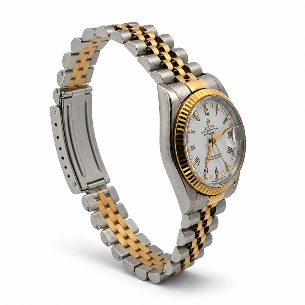 Rolex Datejust 31 68273 White Roman Dial Jubilee - Angle View by Rolex