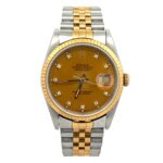 Rolex Datejust 16233 Steel & Yellow Gold Champagne Diamond Dial - Front View by Rolex