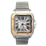 Cartier Santos 100 XL 2656 Steel and Yellow Gold White Dial - Front View by Cartier