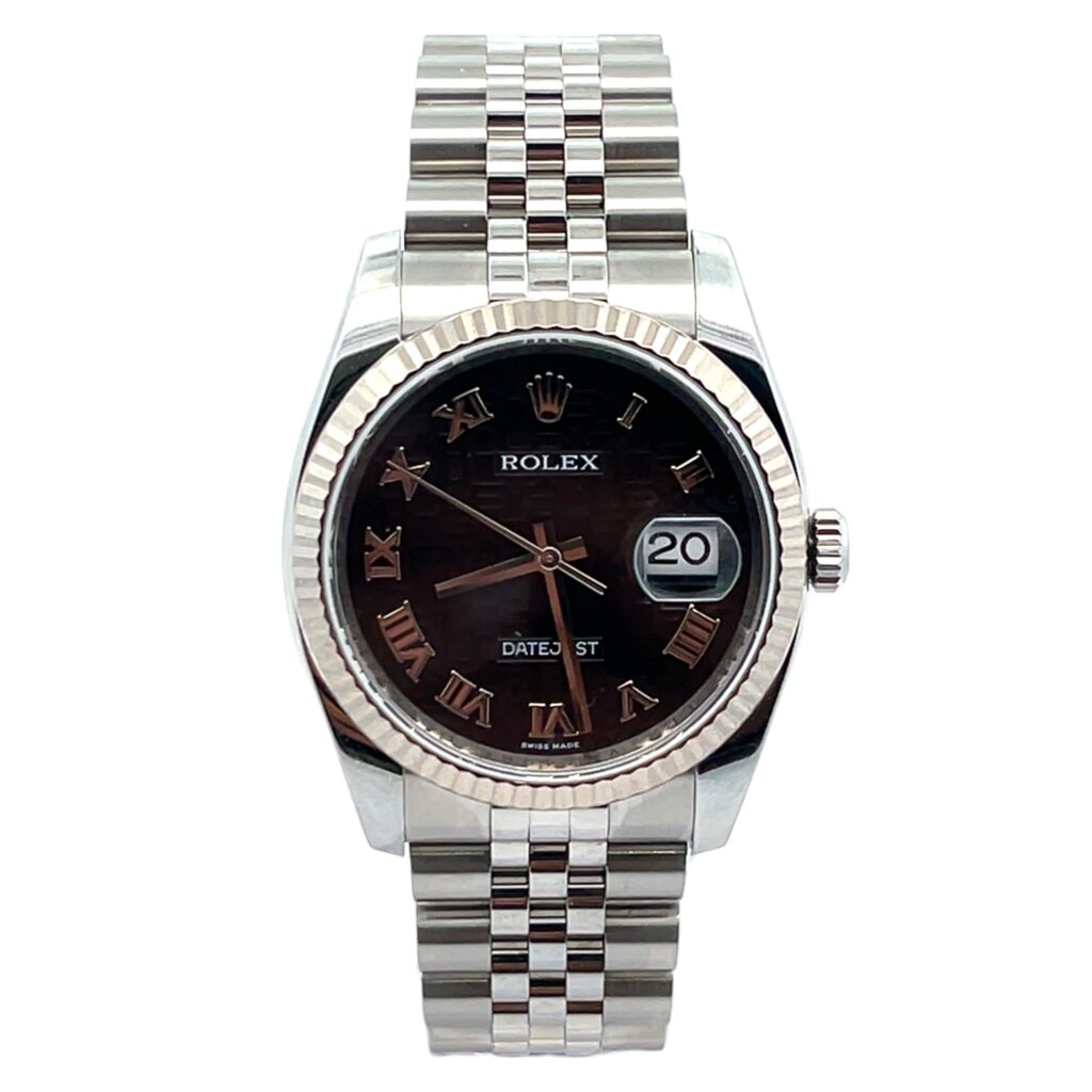 Rolex Datejust 116234 Steel & White Gold Black Dial - Front View by Rolex