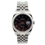 Rolex Datejust 116234 Steel & White Gold Black Dial - Front View by Rolex