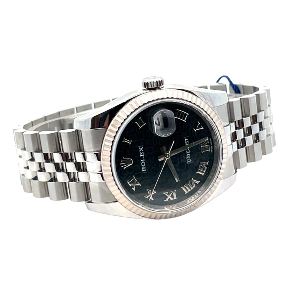 Rolex Datejust 116234 Steel & White Gold Black Dial - Angle View by Rolex