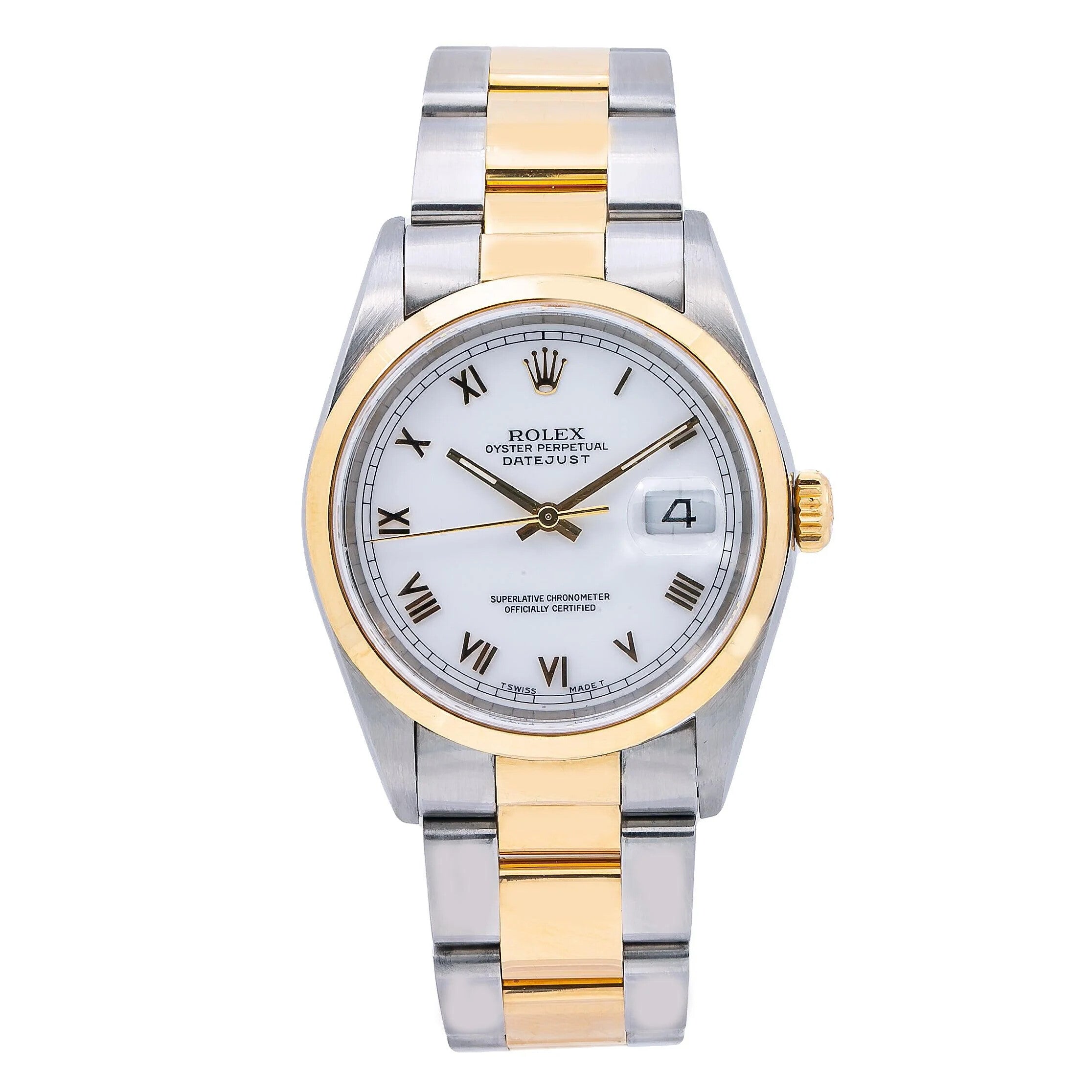 Rolex Datejust 16233 Steel & Yellow Gold White Roman Dial