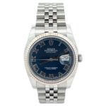 Rolex Datejust 116234 White Gold Fluted Bezel Blue Roman Dial - Front View by Rolex