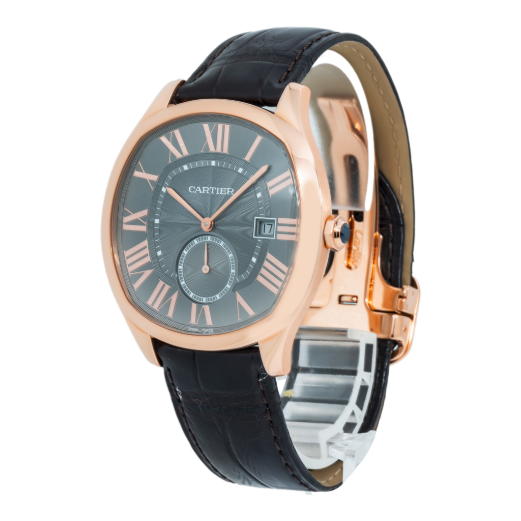 Cartier Drive De Cartier WGNM0004 Rose Gold Silver Roman Dial - Angle View by Cartier
