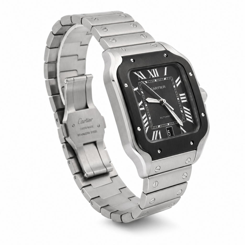 Cartier Santos WSSA0037 Steel Silver Dial - Angle View by Cartier