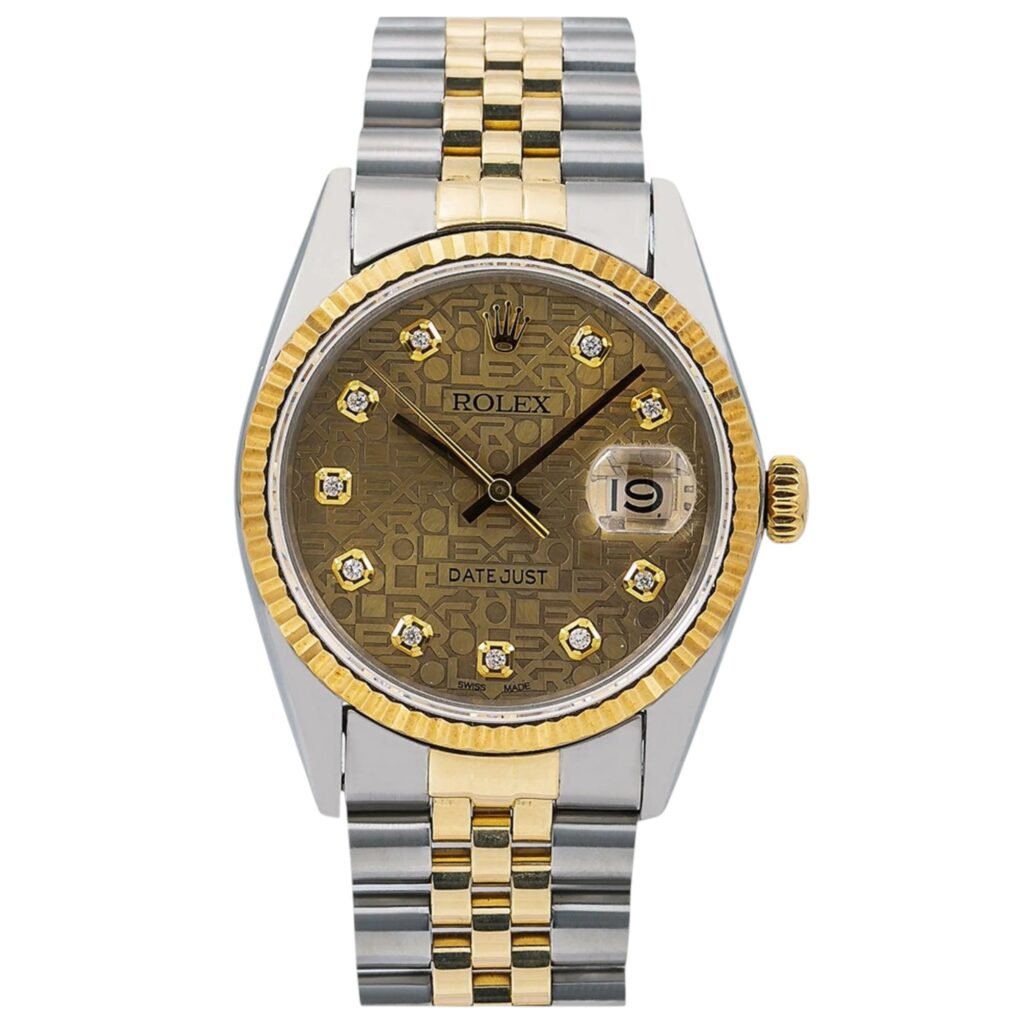 Rolex Datejust 16233 Steel & Yellow Gold Anniversary Champagne Diamond Dial - Front View by Rolex