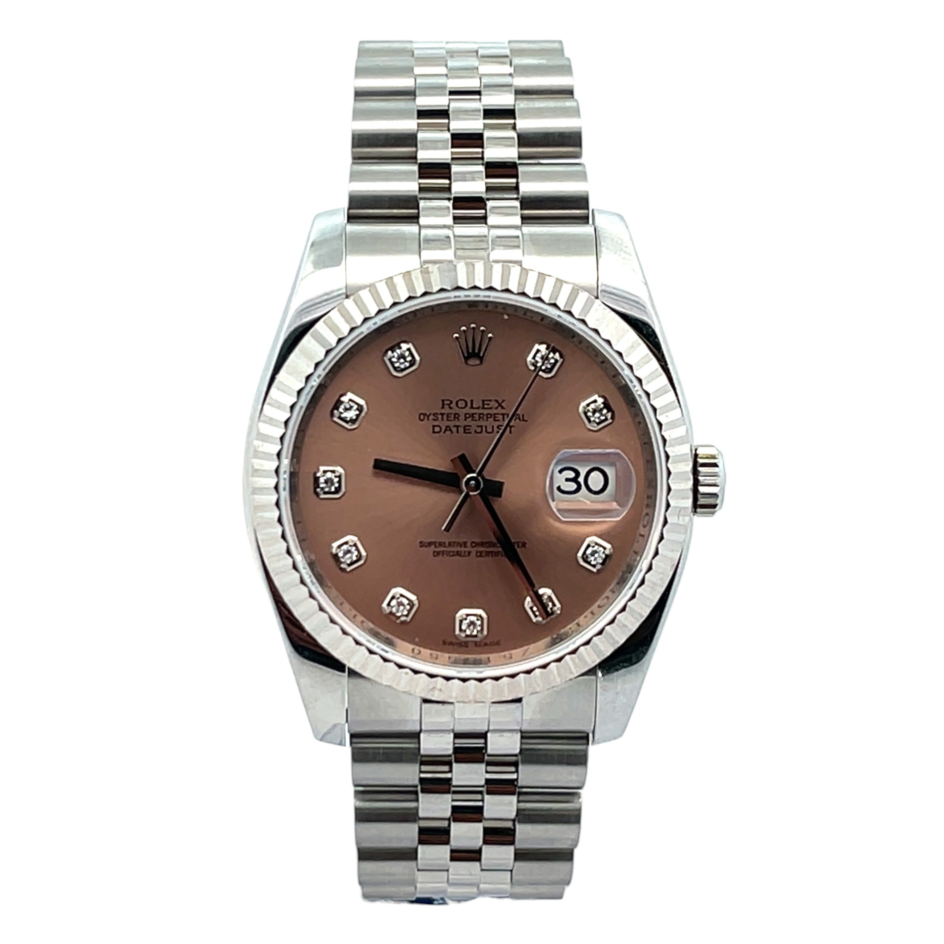 Rolex Datejust 116234 White Gold & Steel Chocolate Diamond Dial