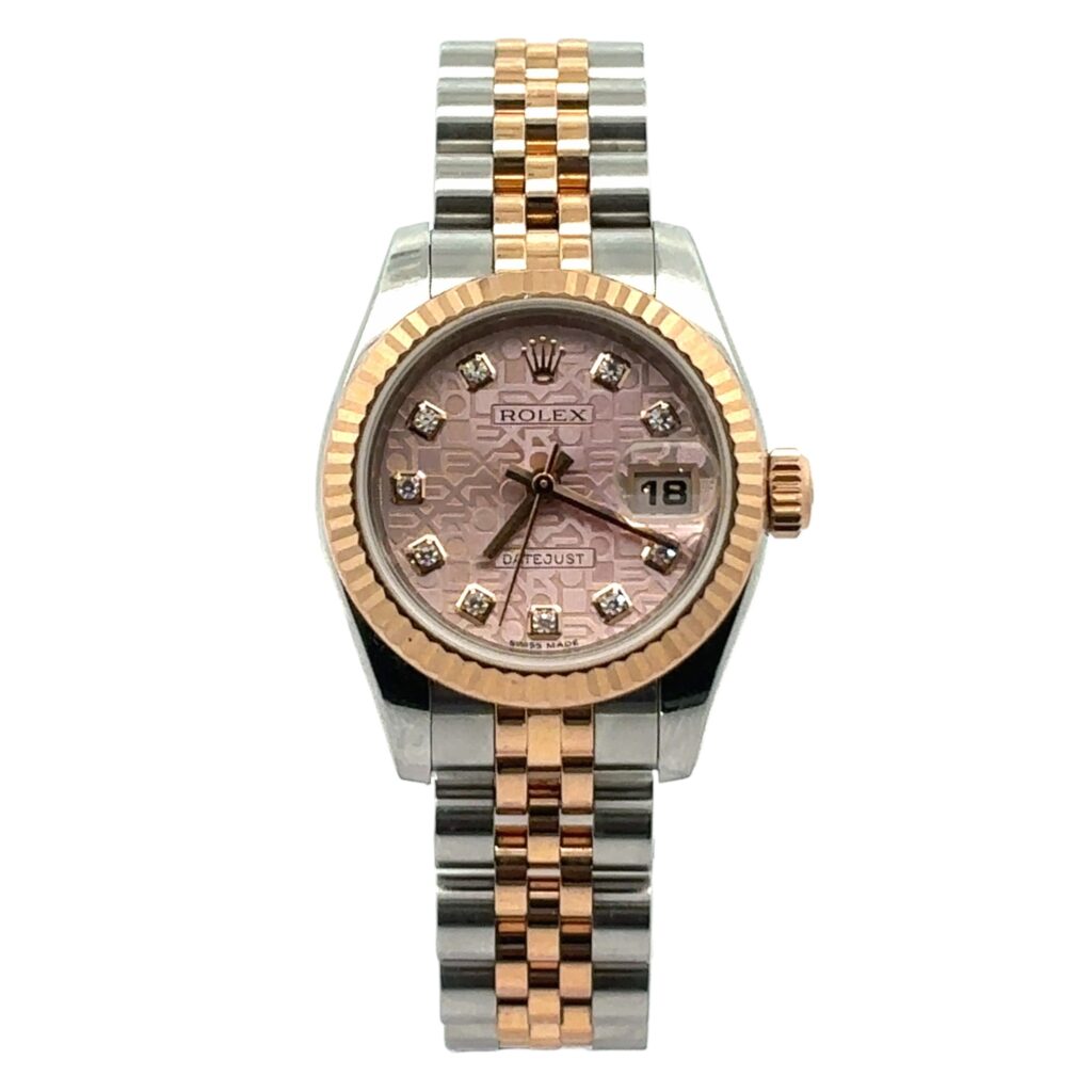Rolex Datejust 26 179171 Steel & Rose Gold Black Diamond Dial - Front View by Rolex