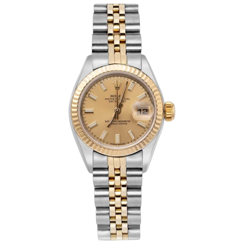 Rolex Lady-Datejust 179173 Steel & Yellow Gold Champagne Index Dial - Front View by Rolex