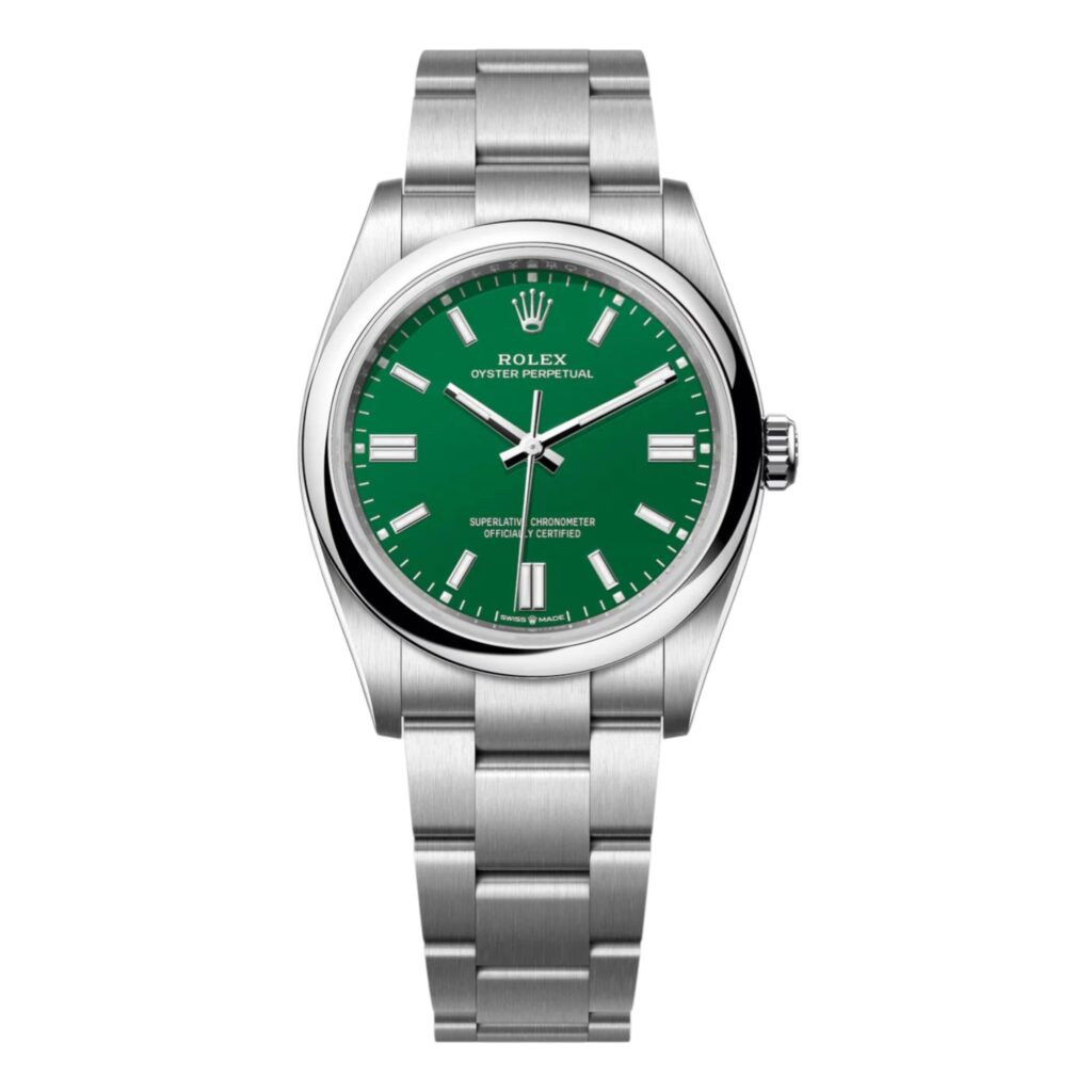 Rolex Oyster Perpetual 126000 Stainless Steel Green Dial - Front View by Rolex